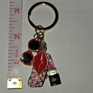 Chic Lipstick and Sunglasses Keychain